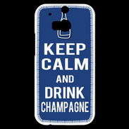 Coque HTC One M8s Keep Calm Drink Champagne Bleu