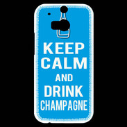 Coque HTC One M8s Keep Calm Drink champagne Cyan