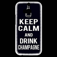 Coque HTC One M8s Keep Calm Drink champagne Noir