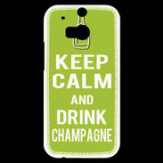 Coque HTC One M8s Keep Calm Drink champagne Vert pomme