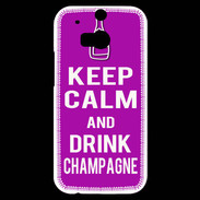 Coque HTC One M8s Keep Calm Drink champagne Violet