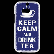 Coque HTC One M8s Keep Calm Drink Tea Bleu