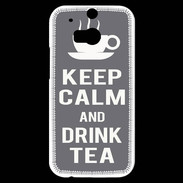 Coque HTC One M8s Keep Calm Drink Tea Gris
