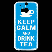 Coque HTC One M8s Keep Calm Drink Tea Cyan