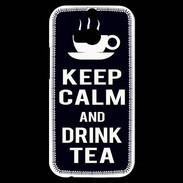 Coque HTC One M8s Keep Calm Drink Tea Noir
