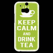 Coque HTC One M8s Keep Calm Drink Tea Vert pomme