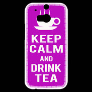 Coque HTC One M8s Keep Calm Drink Tea Violet