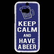 Coque HTC One M8s Keep Calm Have a beer Bleu