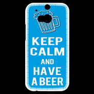 Coque HTC One M8s Keep Calm Have a beer Cyan
