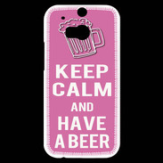 Coque HTC One M8s Keep Calm Have a beer Rose