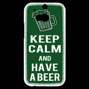 Coque HTC One M8s Keep Calm Have a beer Vert