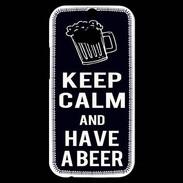 Coque HTC One M8s Keep Calm Have a beer Noir