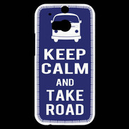 Coque HTC One M8s Keep Calm Take road Bleu