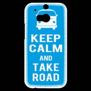Coque HTC One M8s Keep Calm Take Road Cyan