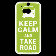 Coque HTC One M8s Keep Calm Take road Vert pomme