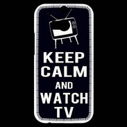 Coque HTC One M8s Keep Calm Watch TV Noir