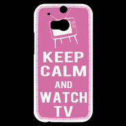Coque HTC One M8s Keep Calm Watch TV Rose