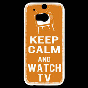 Coque HTC One M8s Keep Calm Watch TV Orange