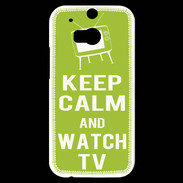 Coque HTC One M8s Keep Calm Watch TV Vert pomme