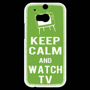 Coque HTC One M8s Keep Calm Watch TV Vert