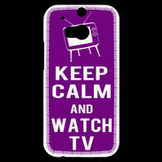 Coque HTC One M8s Keep Calm Watch TV Violet