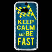 Coque HTC One M8s Keep Calm and Be Fast Bleu