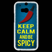 Coque HTC One M8s Keep Calm and Be Spicy Bleu
