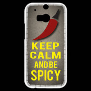 Coque HTC One M8s Keep Calm and Be Spicy Gris