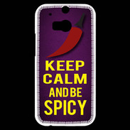 Coque HTC One M8s Keep Calm and Be Spicy Violet