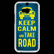 Coque HTC One M8s Keep Calm and Take o road 2 Bleu
