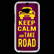 Coque HTC One M8s Keep Calm and Take o road 2 Rose