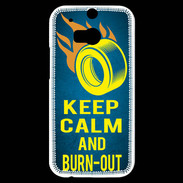Coque HTC One M8s Keep Calm and Burn Out Bleu