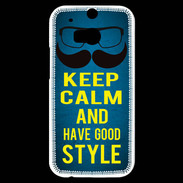Coque HTC One M8s Keep Calm and Have a good Style Bleu