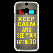 Coque HTC One M8s Keep Calm and See your life 3D Gris