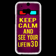 Coque HTC One M8s Keep Calm and See your life 3D Rose