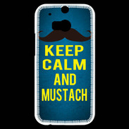 Coque HTC One M8s Keep Calm and Mustach Bleu