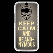 Coque HTC One M8s Keep Calm and Be Anonymous Gris