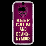 Coque HTC One M8s Keep Calm and Be Anonymous Rose