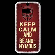 Coque HTC One M8s Keep Calm and Be Anonymous Rouge