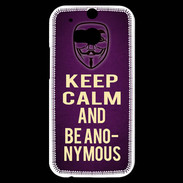 Coque HTC One M8s Keep Calm and Be Anonymous Violet