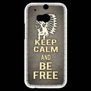Coque HTC One M8s Keep Calm and Be Free Gris