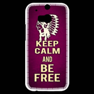 Coque HTC One M8s Keep Calm and Be Free Rose