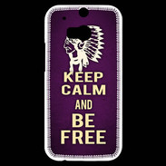 Coque HTC One M8s Keep Calm and Be Free Violet
