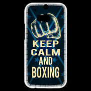 Coque HTC One M8s Keep Calm and Boxing Bleu