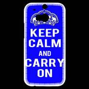 Coque HTC One M8s Keep Calm and Carry on Bleu