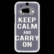Coque HTC One M8s Keep Calm and Carry on Gris