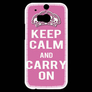 Coque HTC One M8s Keep Calm and Carry on Rose