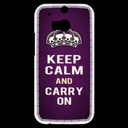Coque HTC One M8s Keep Calm and Carry on Violet
