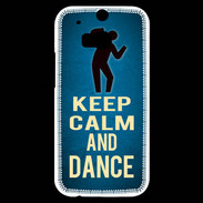 Coque HTC One M8s Keep Calm and Dance Bleu