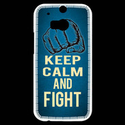Coque HTC One M8s Keep Calm and Fight Bleu